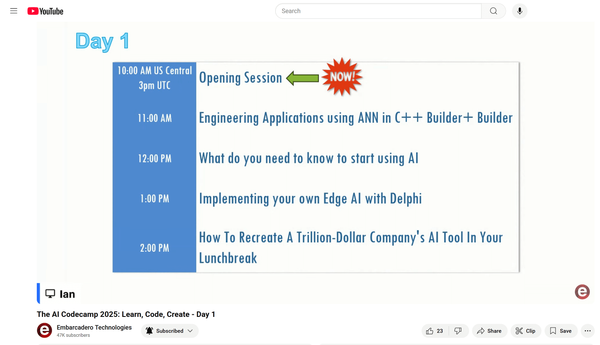 Embarcadero AI CodeCamp 2025 – Day One Recap
